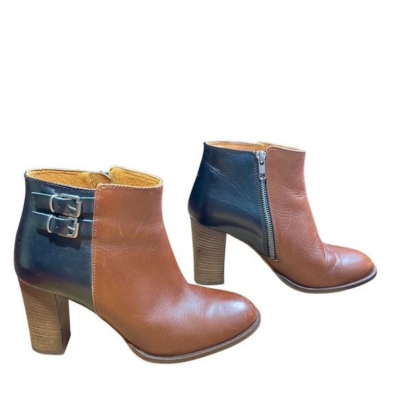 Madewell Reid Two-Tone Leather Ankle Boots in Black & Chestnut size 7.5 - Picture 6 of 13